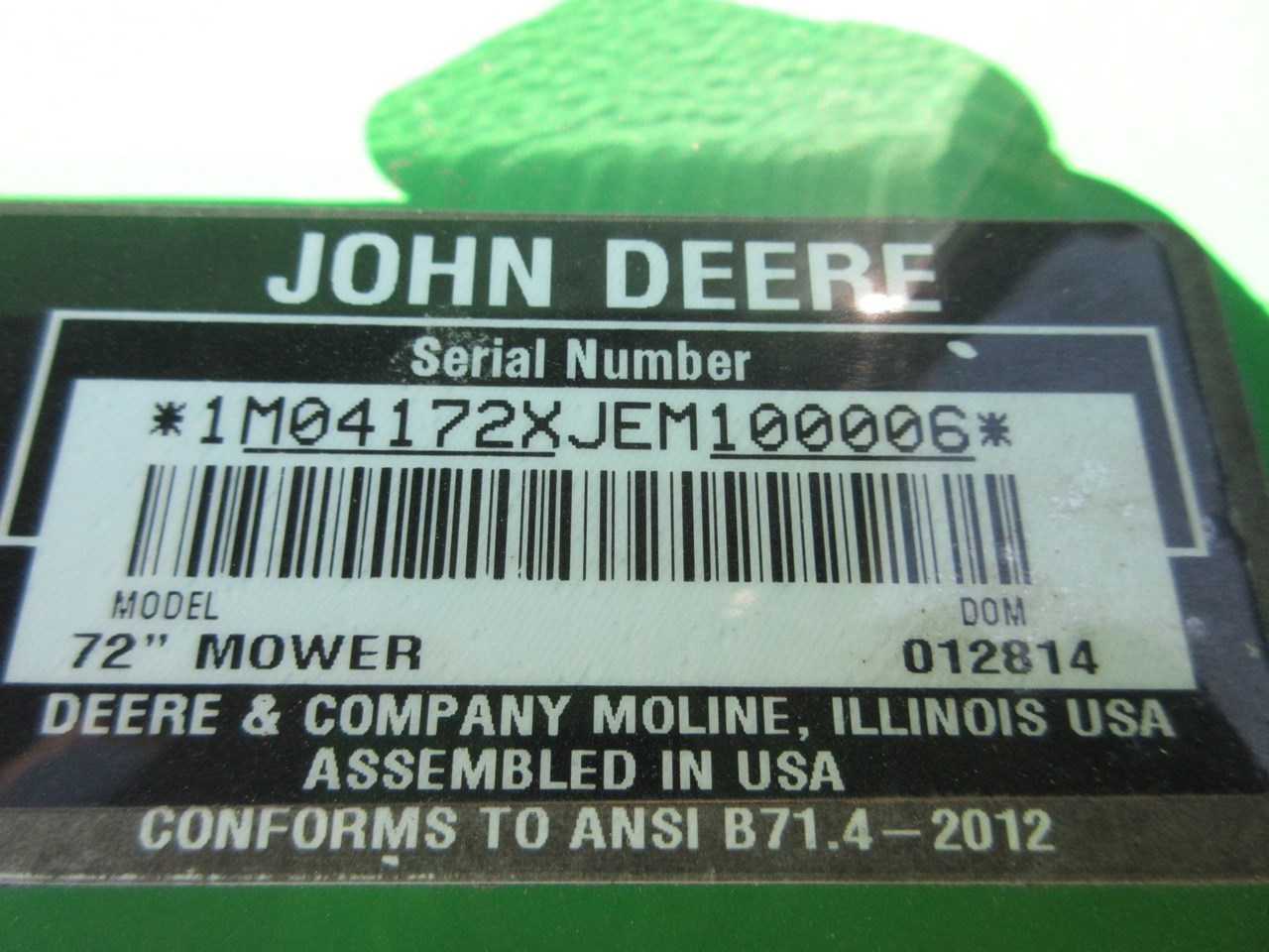2014 John Deere 72 Mower Deck For Sale