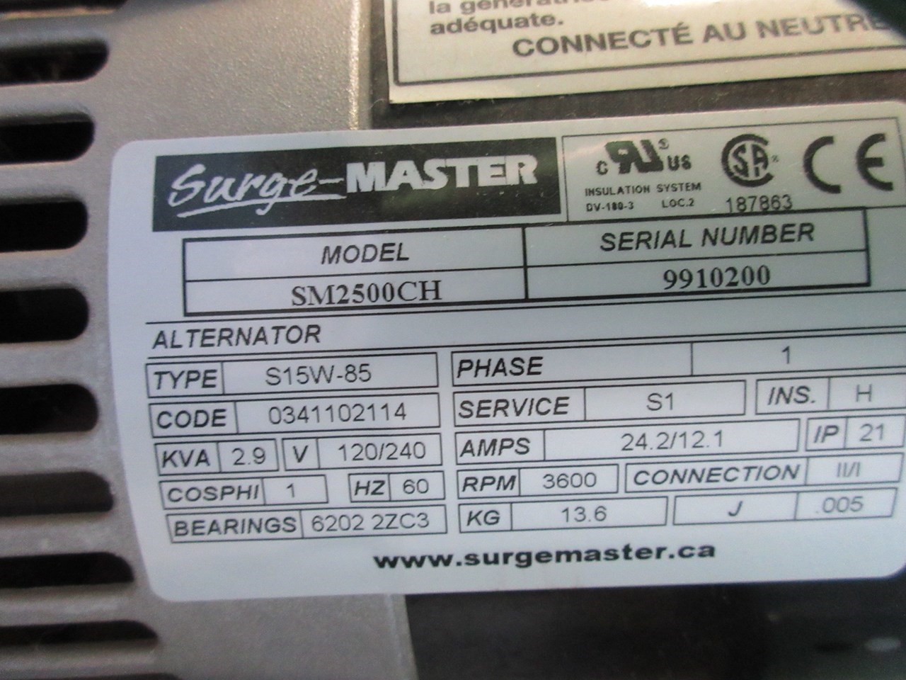 2012 Wallenstein EC2500SM Generator For Sale