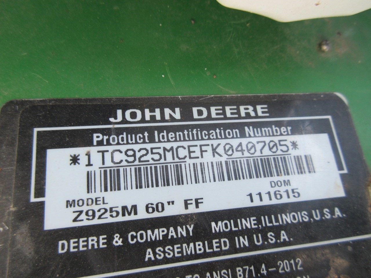 2015 John Deere Z925M EFI Zero Turn Mower For Sale