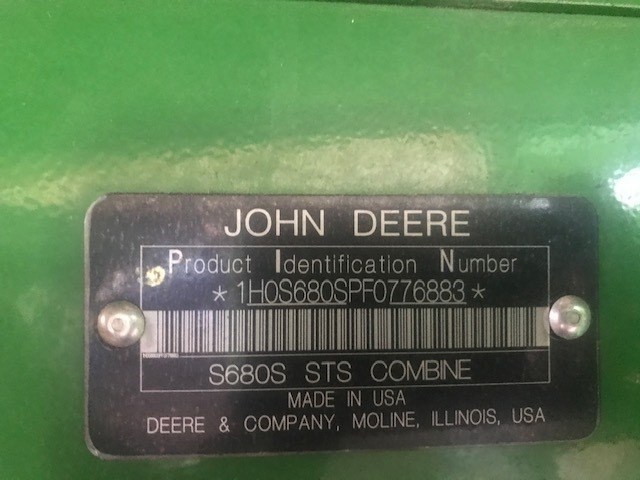 2015 John Deere S680 Combine For Sale