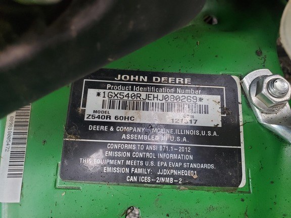 2017 John Deere Z540R Zero Turn Mower For Sale
