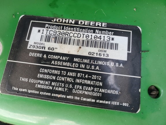 2013 John Deere Z930R Zero Turn Mower For Sale