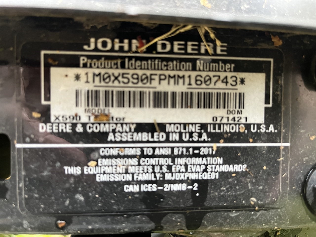 2021 John Deere X590 Lawn Mower For Sale