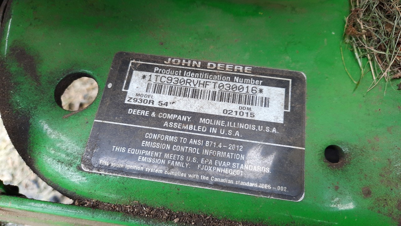 2015 John Deere Z930R Zero Turn Mower For Sale