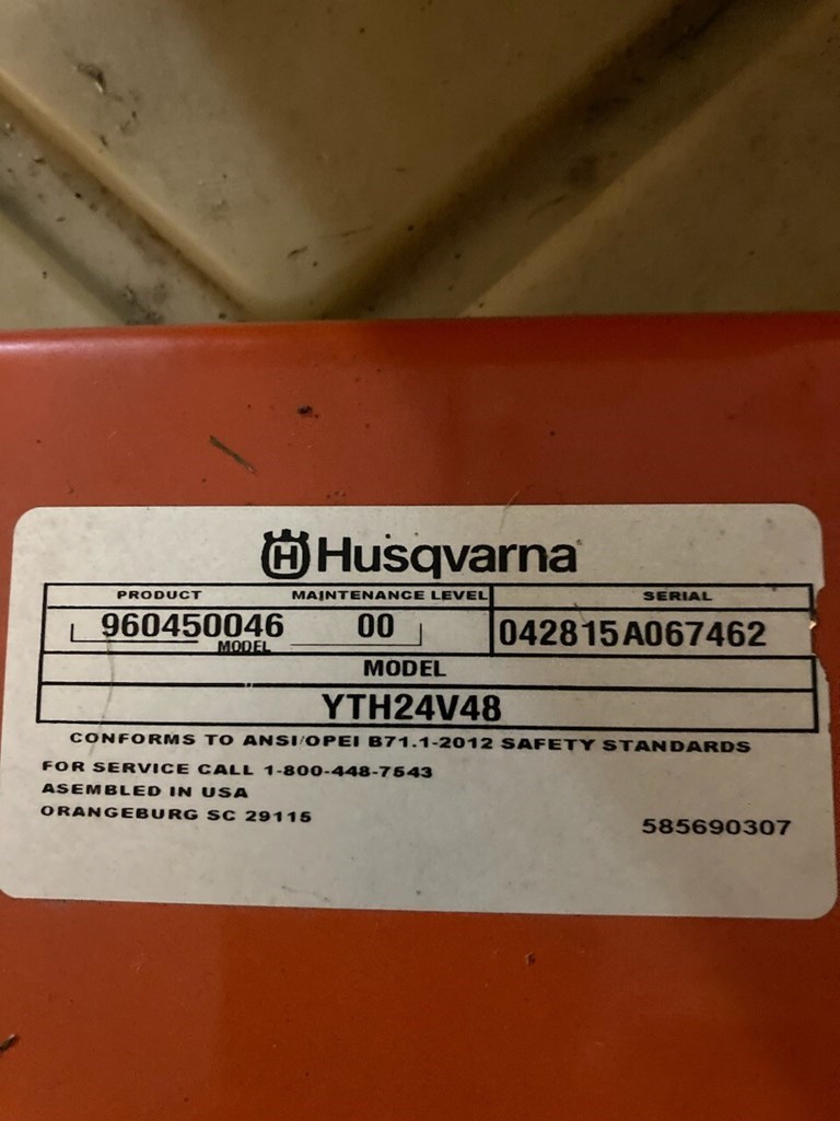 2011 Husqvarna YTH24V48 Lawn Mower For Sale