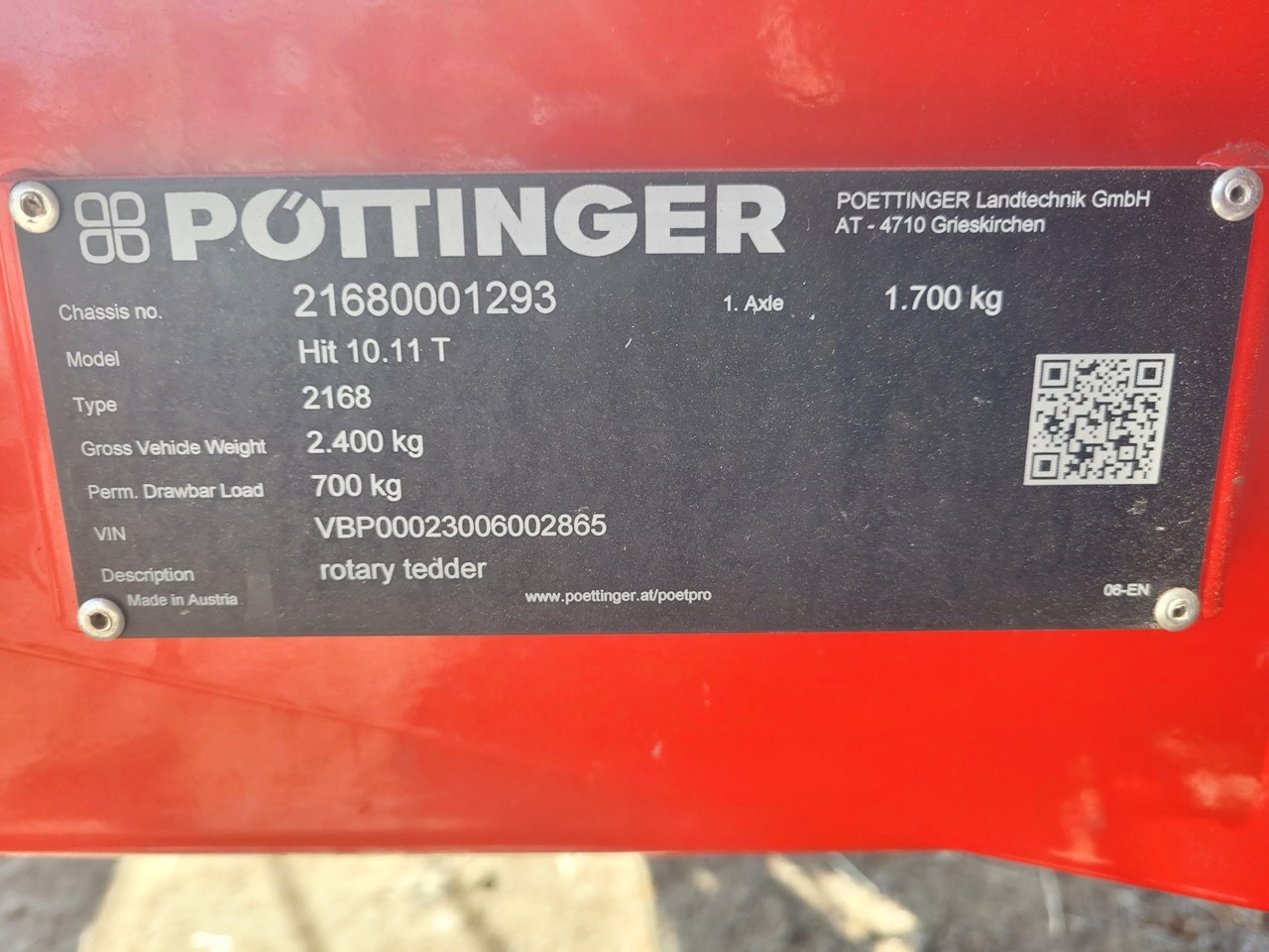 2020 Pottinger HIT 10.11T Tedder For Sale